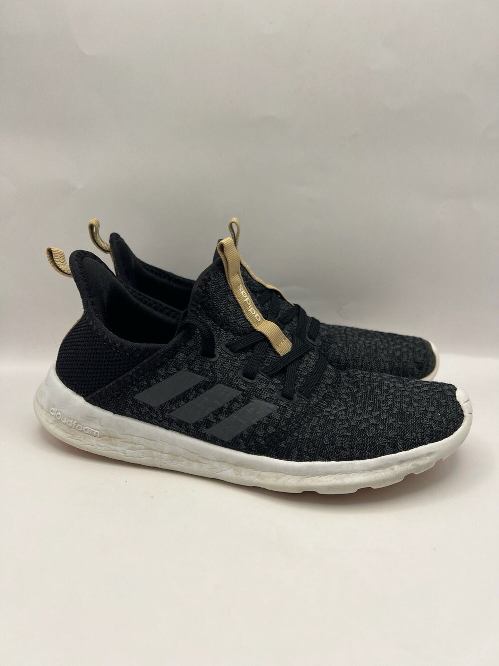 Adidas Cloudfoam Pure Black Running Shoes Women Size 7